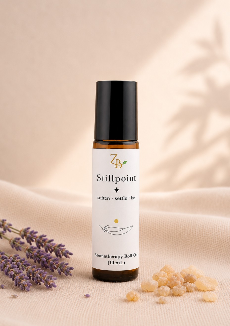 10ml amber roll-on bottle with lavender and frankincense