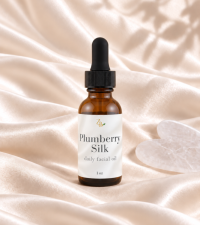 Plumberry Silk with silky background and white crystal gua sha