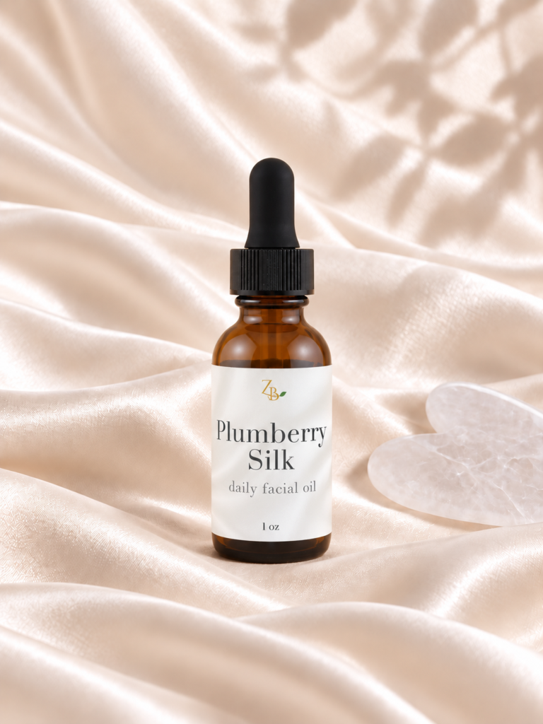 Plumberry Silk with silky background and white crystal gua sha